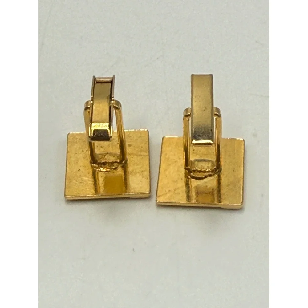 Vtg Gold Tone Square Ribbed Textured Diagonal Cufflinks Mens Formal Accessory